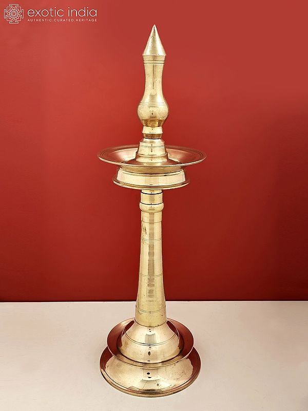 27" Brass South Indian Lamp | Handmade