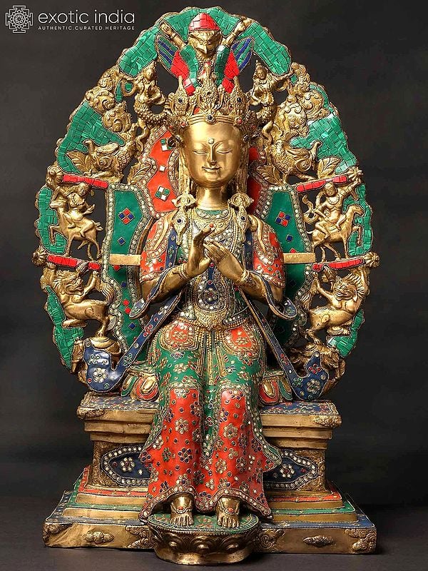 27" The Future Buddha Maitreya -Tibetan Buddhist with Inlay Work | Handmade