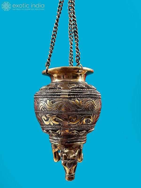 9" Dripping Nandi Vase for Milk to Abhishek Shiva Linga in Brass | Handmade