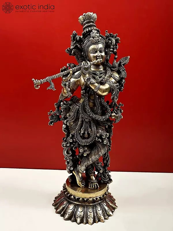26" Lord krishna on Lotus Pedestal | Handmade
