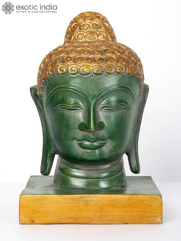 8" Lord Buddha Head Brass Statue | Indian Handcrafted Idol