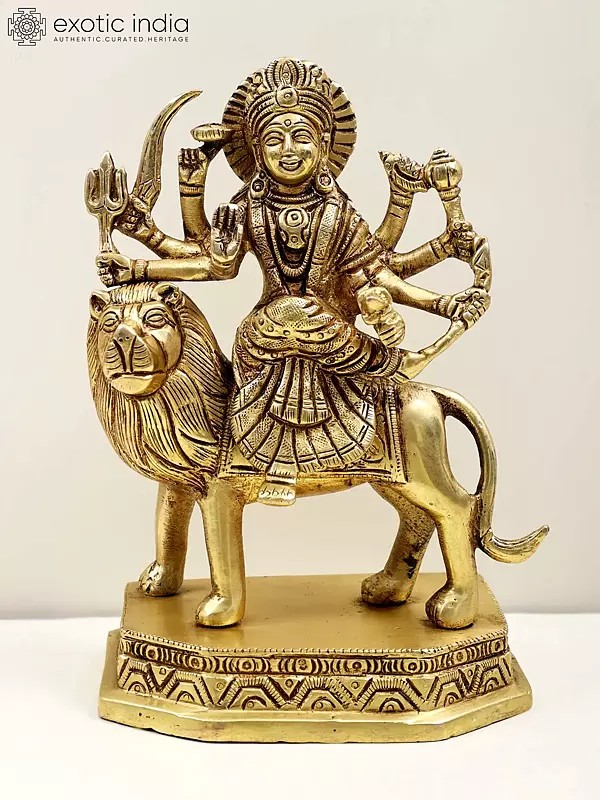6" Brass Eight Armed Goddess Durga | Handmade