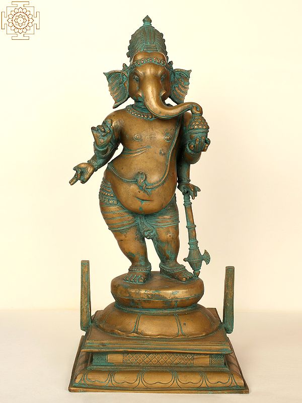 19" Standing Bhagawan Ganesha | Handmade | Madhuchista Vidhana (Lost-Wax) | Panchaloha Bronze from Swamimalai