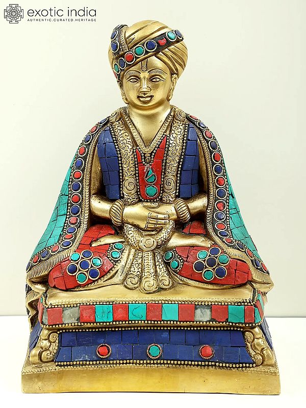 8" Brass Shri Dnyaneshwar Maharaj with Inlay Work