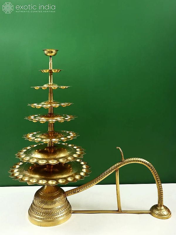 33" Large Brass Handheld Aarti Lamp