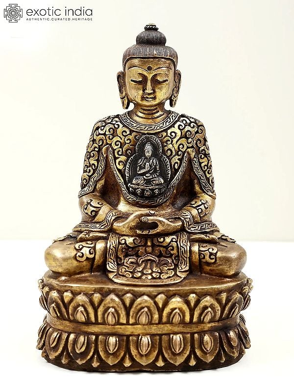 6" Small Brass Tibetan Buddhist Lord Buddha Idol in Dhyana Mudra