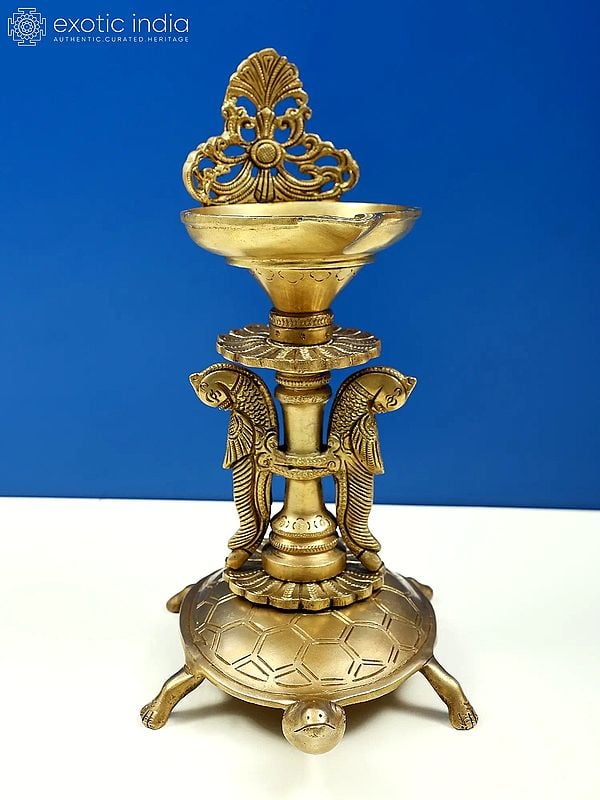 10" Brass Oil Lamp Stand on Tortoise