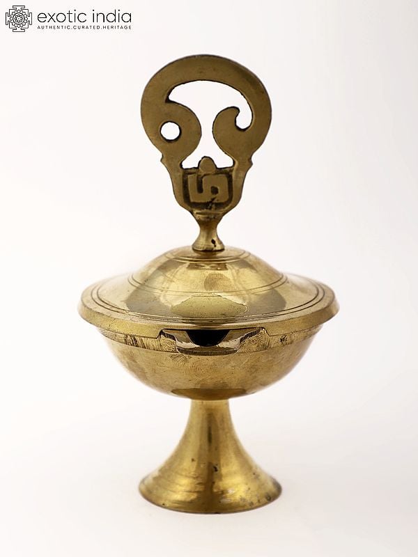 9" Brass Tamil Om Oil Lamp