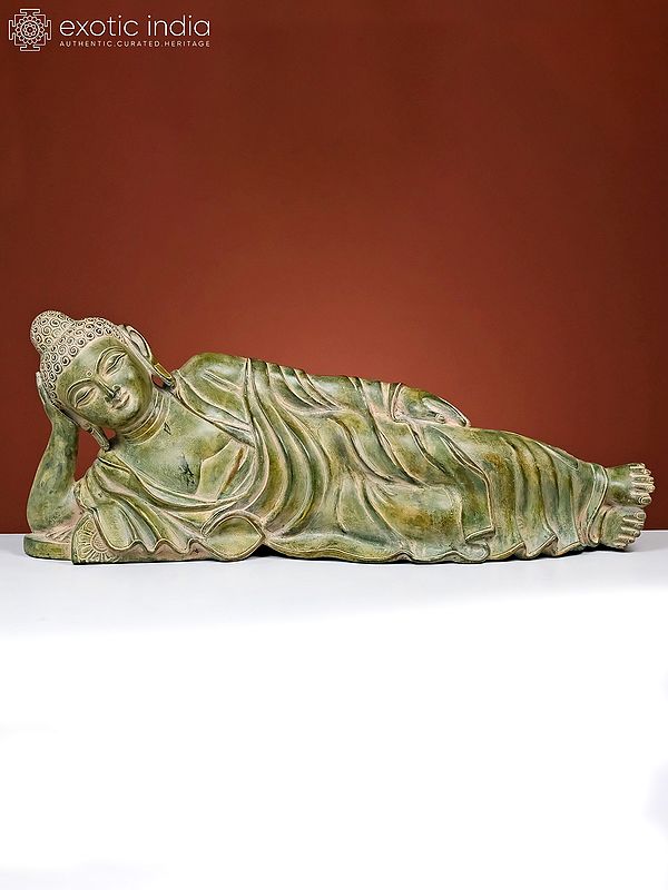 30" Large Parinirvana Buddha in Brass