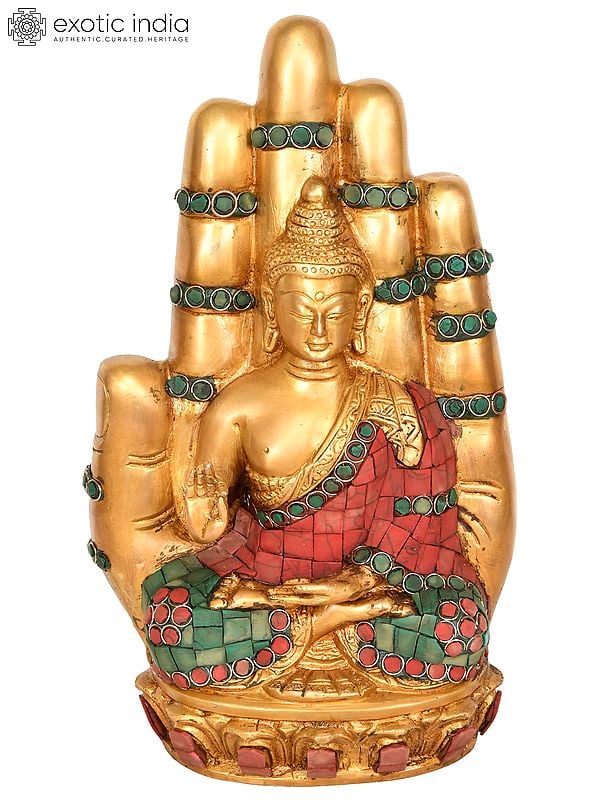 9" Buddha in Hand In Brass | Handmade | Made In India