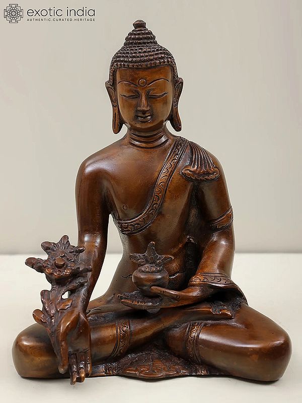 7" Tibetan Buddhist Deity Medicine Buddha Brass Statue | Handmade