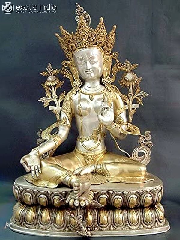 33" Large Size Tibetan Buddhist Goddess Green Tara In Brass | Handmade | Made In India