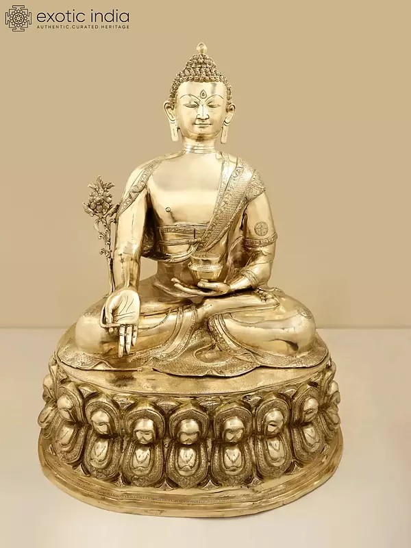 36" Large Tibetan Buddhist Buddha in Brass | Handcrafted in India