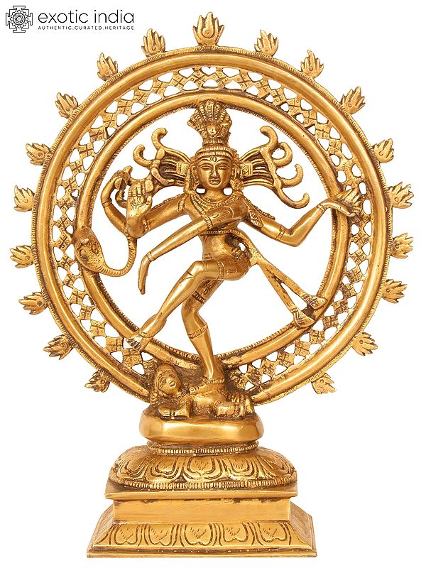 11" Cosmic Dancer Nataraja Brass Idol | Indian Handcrafted Statue