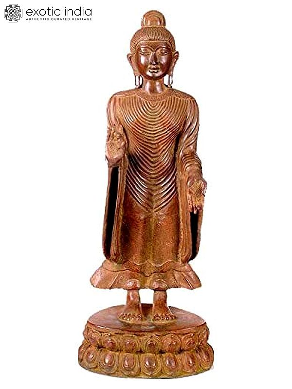 30" Large Size Gandhara Buddha In Brass | Handmade | Made In India