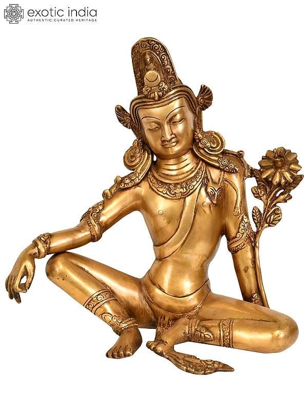 11" Tibetan Buddhist Deity Avalokiteshvara In Brass | Handmade | Made In India