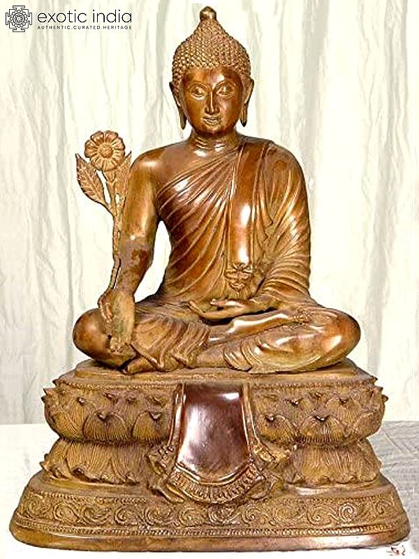 16" Tibetan Buddhist God Medicine Buddha In Brass | Handmade | Made In India