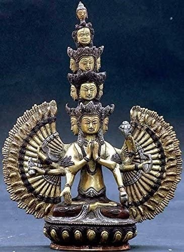 12" (Tibetan Buddhist Deity) Eleven Headed Thousand Armed Avalokiteshvara In Brass | Handmade | Made In India