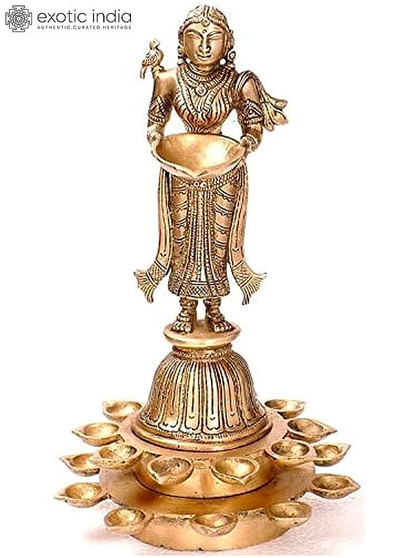 11" Twenty-One Lamps of Prosperity In Brass | Handmade | Made In India