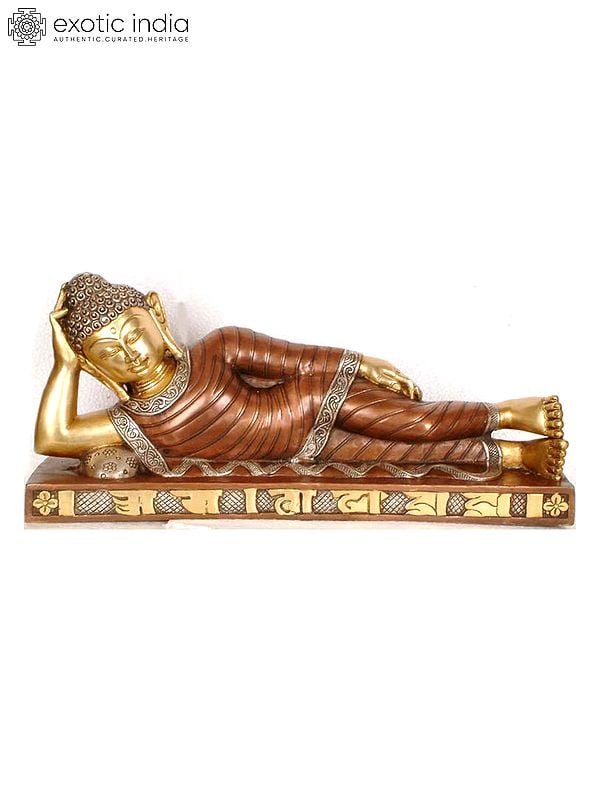 20" Reclining Buddha In Brass | Handmade | Made In India