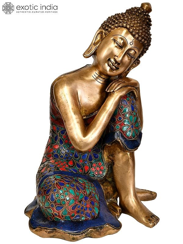 11" Thinking Buddha - Tibetan Buddhist In Brass | Handmade | Made In India