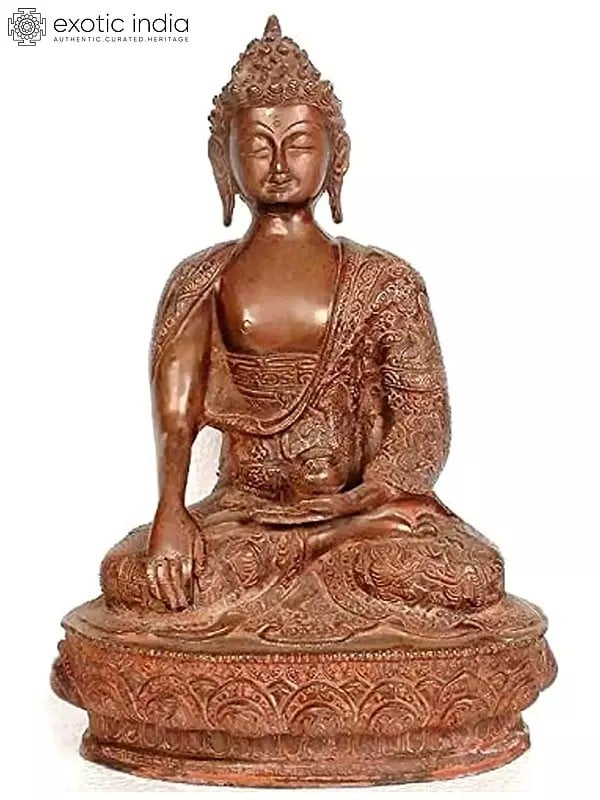 Buddha with Carved Robe In Brass | Handmade | Made In India