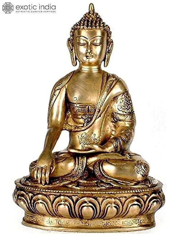 12" Lord Buddha in Bhumisparsha Mudra In Brass | Handmade | Made In India