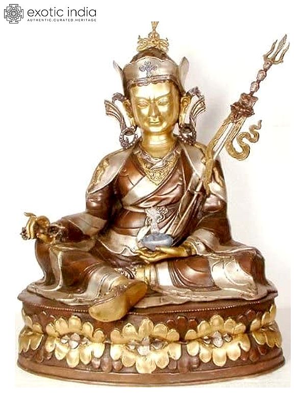 26" Large Size Tibetan Buddhist Deity Padmasambhava In Brass | Handmade | Made In India