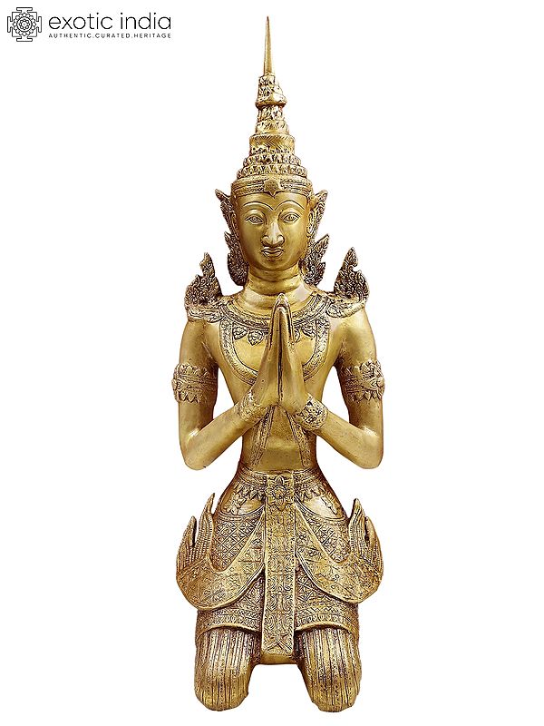 28" Thai Figure (Buddhist Angel) In Brass