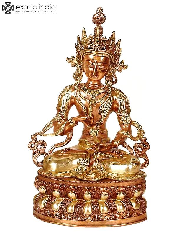 14" Tibetan Buddhist Deity Vajrasattva - The Divine Priest In Brass | Handmade | Made In India