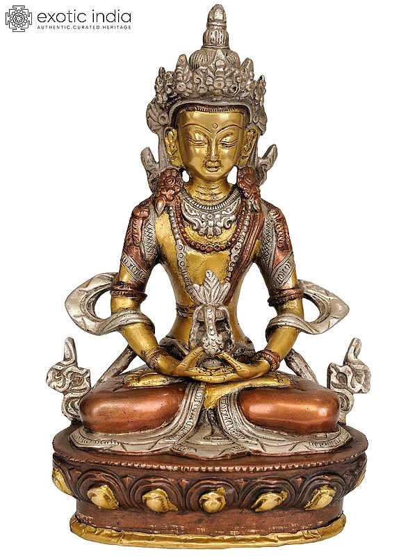 8" Amitabha (Tibetan Buddhist Deity) In Brass | Handmade | Made In India