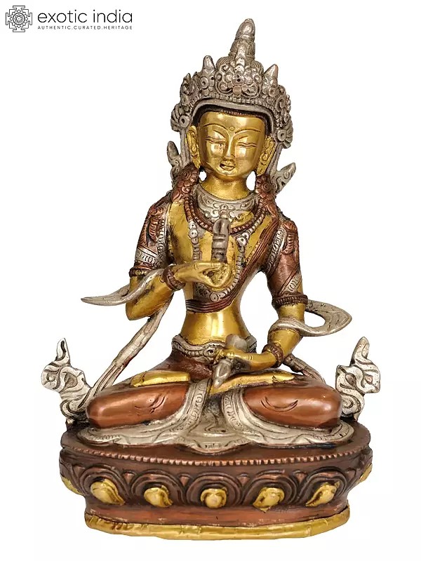 8" Adi Buddha Vajrasattva Brass Statue | Handmade Tibetan Buddhist Deity Idol | Made in India