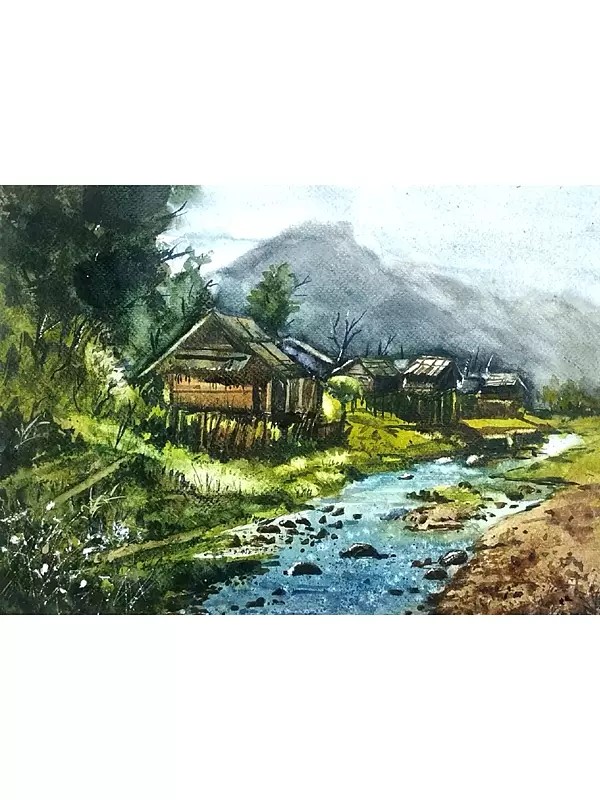 Lakeside Sweet Home | Watercolor On Fabriano Paper | By Ramesh Sharma