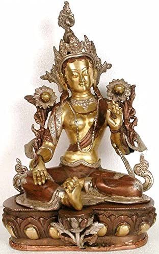 19" The Goddess Green Tara (Tibetan Buddhist Deity) In Brass | Handmade | Made In India