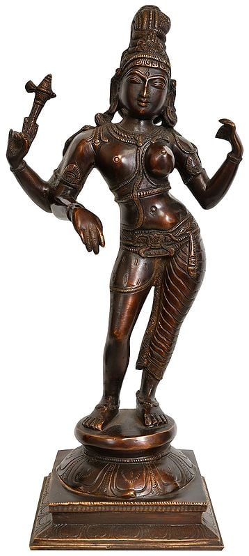 15" Standing Ardhanarishvara (Shiva-Shakti) In Brass