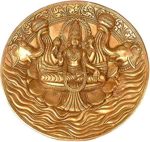 7" Gajalakshmi Wall Hanging Plate in Brass | Handmade | Made in India