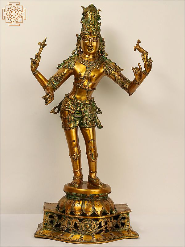 32" Shiva as Pashupatinath (Lord of the Beasts) In Brass