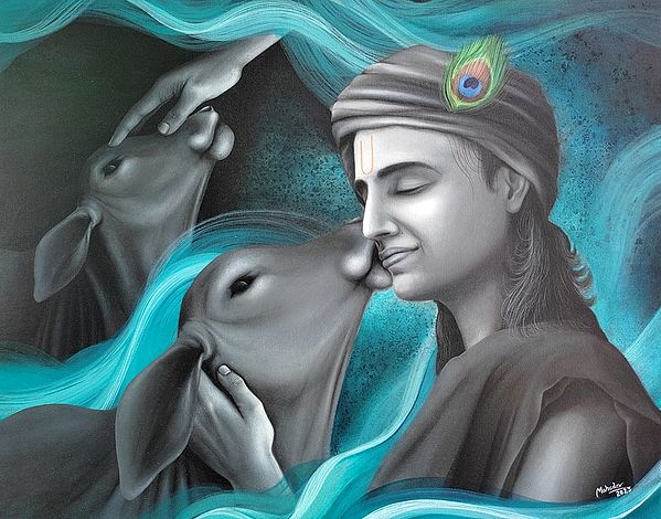 Prem (Series - Lord Krishna)  | Acrylic Painting On Canvas | Mahadev Swarnakar