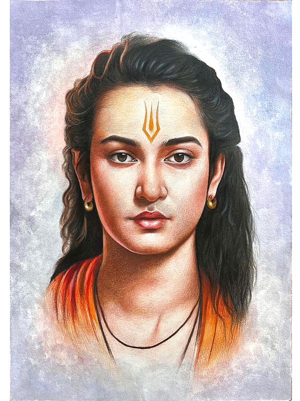 Lord Rama Portrait by Kuldip Jathar | Pencil Color on Paper