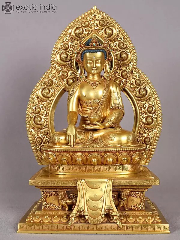 Gloriously Crowned Shakyamuni Buddha with Throne from Nepal