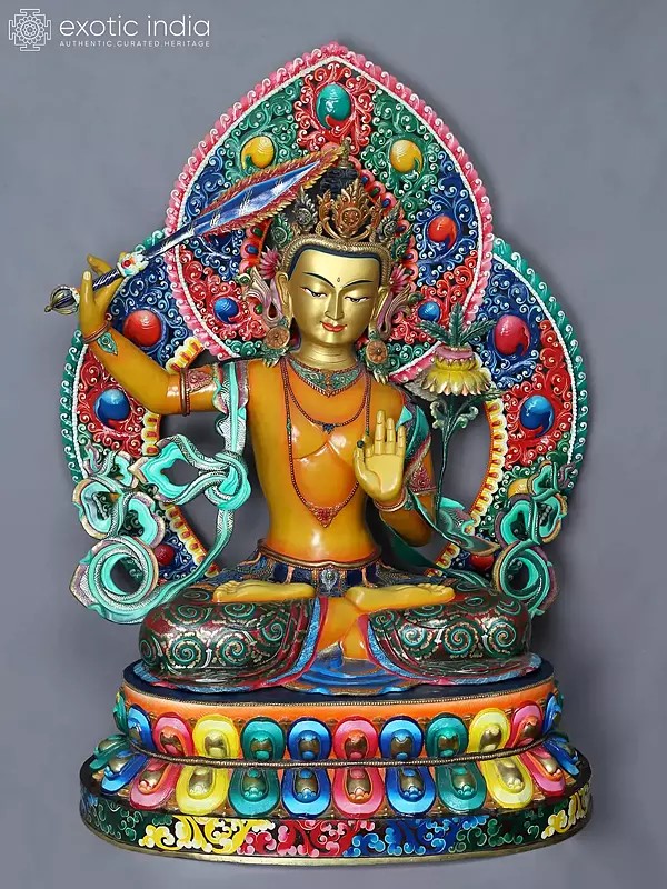 46" Large Buddhist Deity Manjushri Copper Idol from Nepal