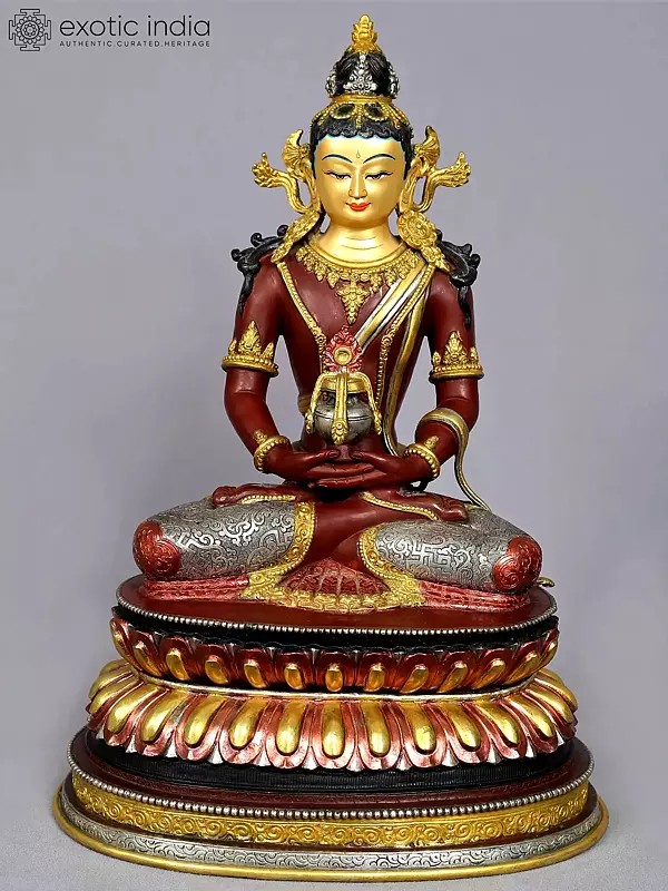 15" Mongolian Aparmita Buddha Copper Statue