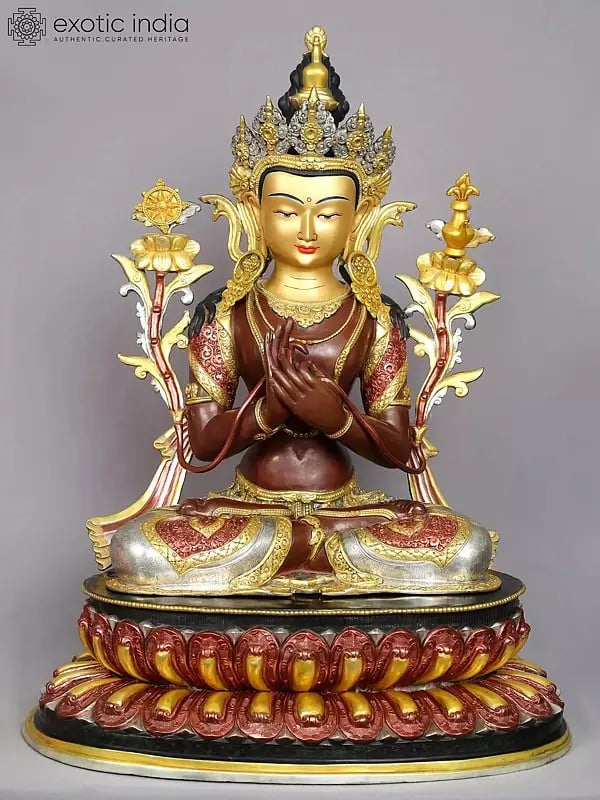 24" Tibetan Buddhist Deity Maitreya Buddha From Nepal