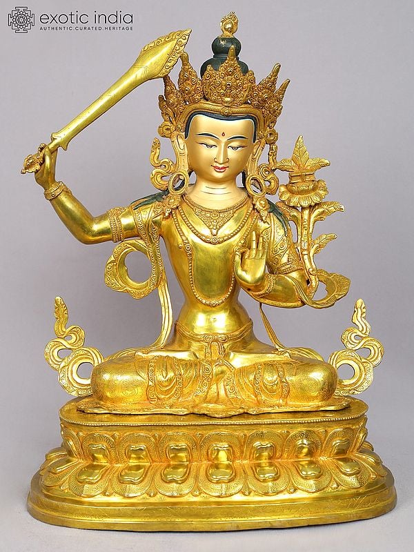 19" Tibetan Buddhist Deity - Manjushri Statue from Nepal