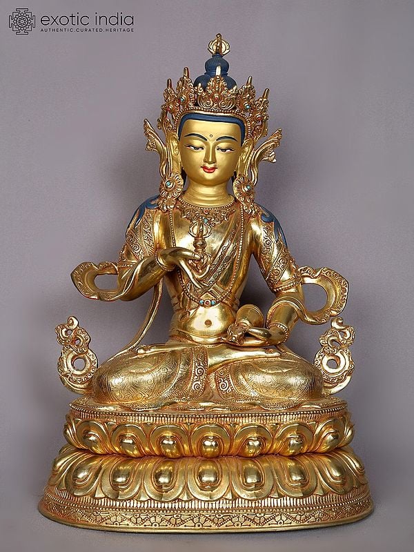 15" Tibetan Buddhist Deity Vajrasattva Copper Statue from Nepal