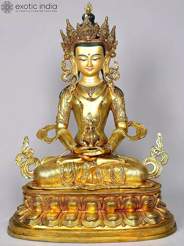 Amitayus Gilded Copper Nepalese Statue