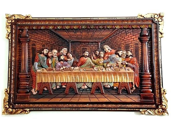 42" Wooden The Last Supper | Teakwood Wall Panel