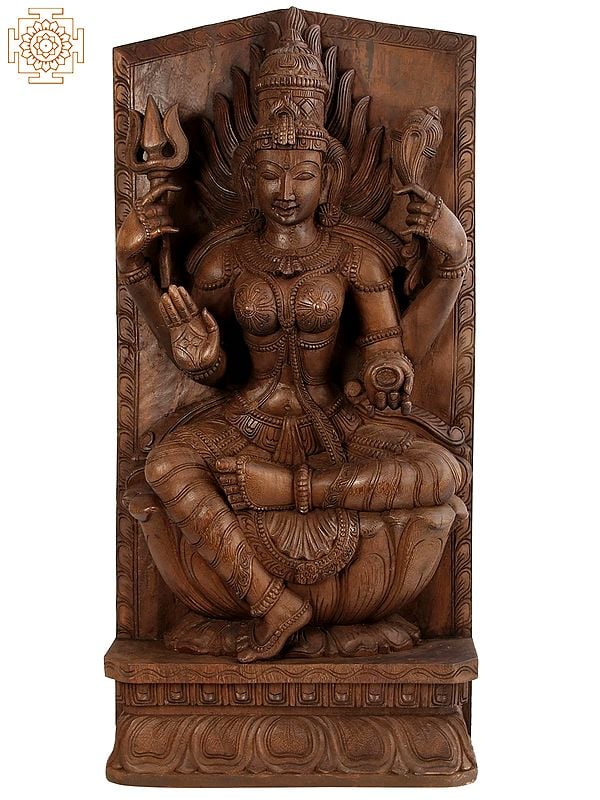 35" Large Wooden Goddess Mariamman | Wall Panel