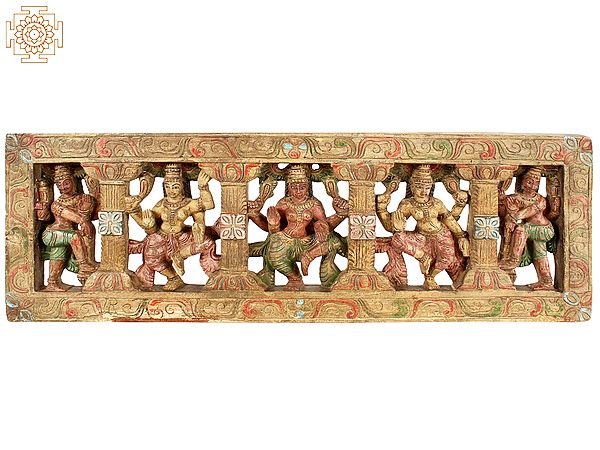 35" Large Wooden Wall Panel of Dancing Devi