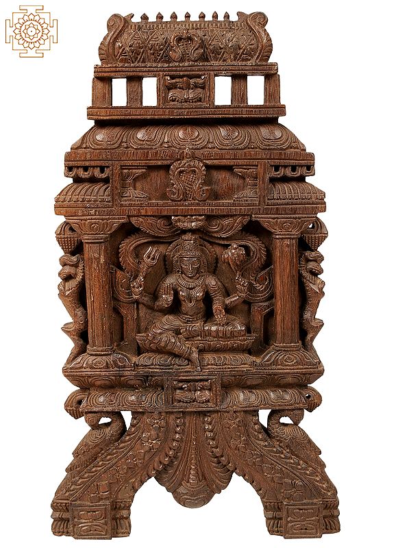 22" Wooden Sitting Goddess Parvati | Kavadi Wall Panel